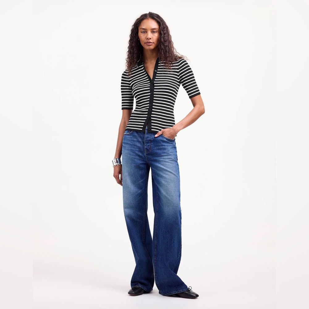 Madewell Black and White Striped Short Sleeve Tee